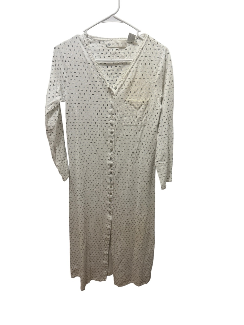 Eileen West White Cotton Nightgown Size Small